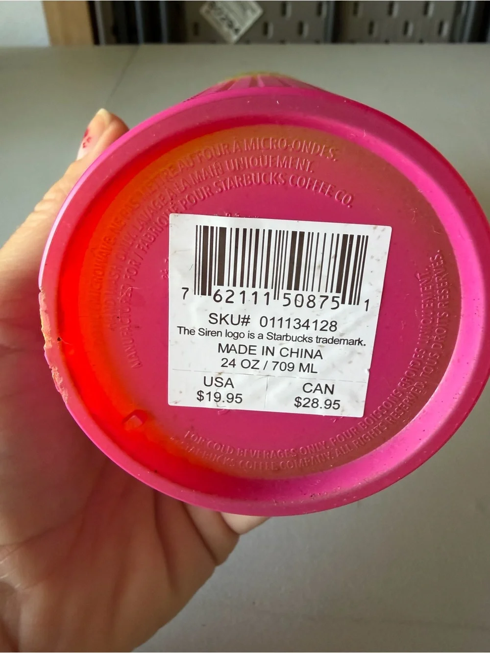 Starbucks Cold Cup Tumbler Pink Yellow Ombre Grid